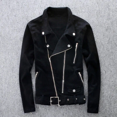 $64.68 • Buy Mens Biker Jacket Black Motorcycle Punk Knight Denim Coat Casual Jean Outwear