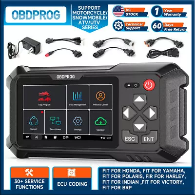 OBDPROG Motorcycle OBD2 Scanner Full System Diagnostic Tool ECU Coding Oil Reset • $439