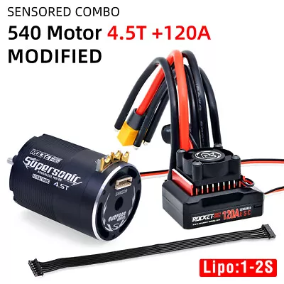 Rocket-RC Supersonic Sensored Brushless 540 Motor 120A ESC Combo For 1/10 RC Car • $128.33