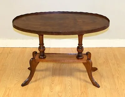 Antique Regency Oval Yew Wood Pie Crust Edge Coffee Table On Saber Feet • £850