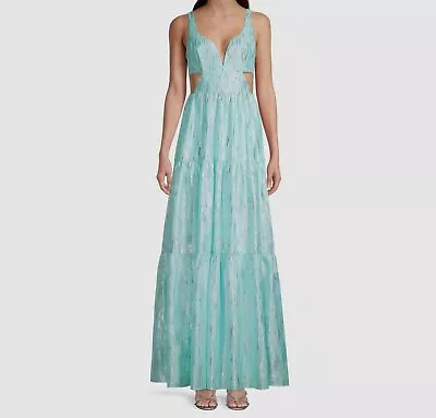 $330 Aidan Mattox Womens Blue Metallic Cutout Sleeveless Dress Size 0 • $105.98
