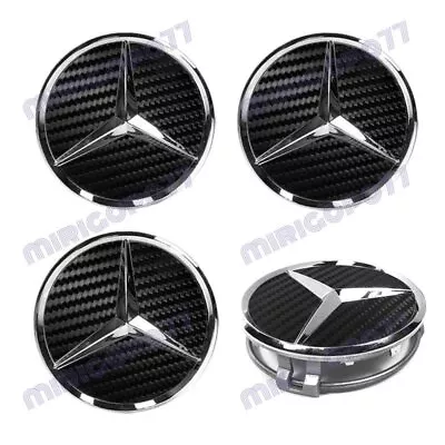 For Carbon Fiber Wheel Center Caps Mercedes Benz Wreath AMG C E GL M SL 75MM • $25.88