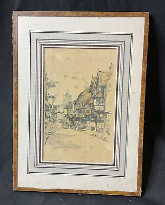 Vintage Marjorie Bates Glass Mount Print Old George Inn High Street Salisbury • £15