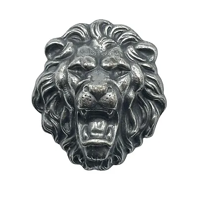 Vintage Silver? Medieval Large Royal Lion Roaring Head Wild Animal Brooch Pin • $55