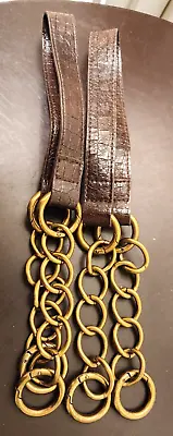 NEW - Miche - Brown Faux Leather Handles With Brass Chains & Round Carabiners • $14.95