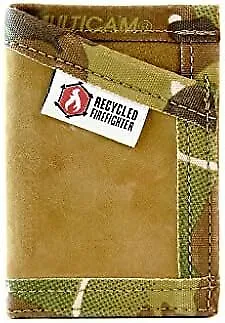 Recycled Firefighter Sergeant Slim Leather Wallet Coyote & MultiCam Recycled Wa • $66.58
