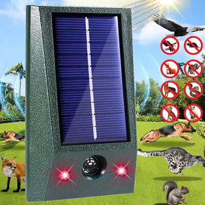 Solar Ultrasonic Garden Deterrent Repeller Animal Bird Cat Scarer Pest Fox Dog • £9.15