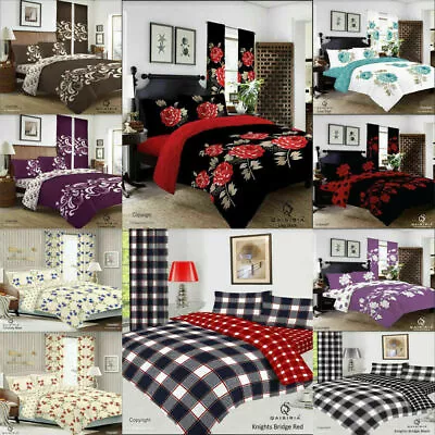 4Pcs Bedding Set Duvet Cover With  Fitted Sheet & Pillow Cases UK Sizes • £22.99