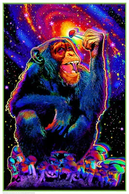 Monkey Mushroom - Trippy Blacklight Poster - 24x36 - 459 • $11.88