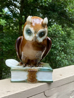 $30 • Buy Original Zsolnay Porcelain Owl On Book Figurine