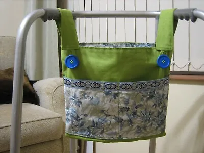 Bag For Walking Frame/zimmer Frame 4 Pocket - Lime/blue Floral • £11.50