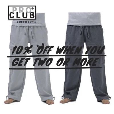 Proclub Pro Club Men Plain Heavyweight 5 Pocket Cargo Sweatpants Hip Hop Jogger • $40.95