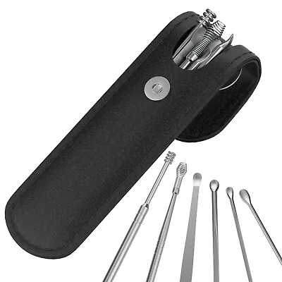 Ear Wax Remover 6X Stainless Steel Ear Cleaner Set Ear Pick Ear Wax Removal Tool • £2.99