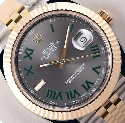 Rolex Datejust II 41mm Jubilee 126333 Two Tone 18k & Steel Gray Roman Wimbledon • $16128.75