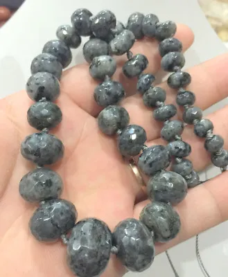 Genuine 10-20mm Faceted Gray Labradorite Rondelle Gemstone Beads Necklace 18'' • $12.99