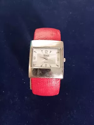 Vintage Ladies Xanadu Wrist Watch  Rectangle Red Leather Band • $8.99