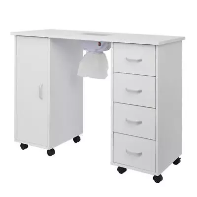 Manicure Nail Table Station Spa Beauty Salon Wheel Desk With Dust Fan &4 Drawers • $174.99