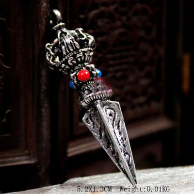 $4.58 • Buy 2PC Tibet Buddhist Vajra-Jue Vajrakila Phurpa Dorje Amulet Tibetan Pendant Alloy