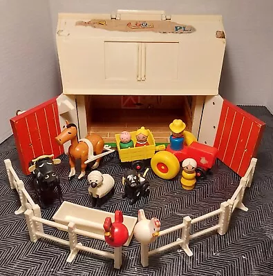 Fisher Price Little People Play Family Farm Barn 19 Piece Set Vintage 1967 • $45