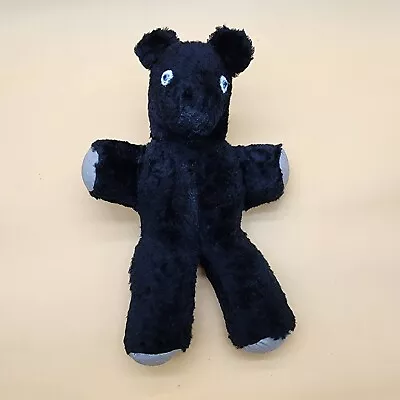 Vintage Plush Black Teddy Bear Sewn  Blue Eyes Well Loved • $19.95