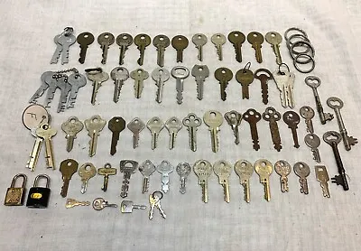 Vintage Lot Of 65 Mixed Keys & 2 Mini Padlocks Corbin Yale Master Mills MORE • $19.99