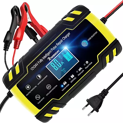 NWOUIIAY Charger 12V/24V 8Amp Automatic Battery Charger Intelligent With LCD Car • £23.88