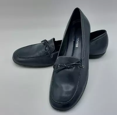 Daniel Hechter Ladies Navy Leather Moccasin Slip On Flats Loafers Shoes 6 • £12