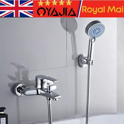 £13.99 • Buy Luxury Bathroom Chrome Sink Bath Filler Tap Shower Mixer Taps With Hand Held UK
