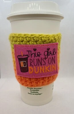 £3.50 • Buy This Girl Dunkin Donuts Crochet Cup Cozy, Cup Cosy, Coffee Sleeve, Drinks Sleeve