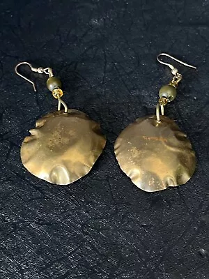 Vintage 80s 90s Brass Tone Dangle Drop Earrings Boho Southwestern • $12.98