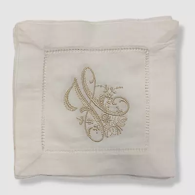 $40 Boutross Imports White  H  Initialed Monogrammed Cocktail Napkins Set Of 12 • $13.18