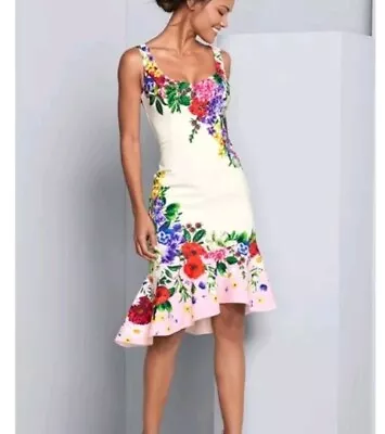 Venus  Swing Dress Womens Small Floral Beaded Sleeveless A Line XS • $27