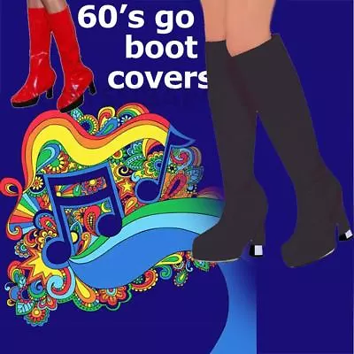 £21.42 • Buy  Go Go Girl Black Boot Top Shoe Covers Women Costume 1960s 70s 80s Disco Hippie