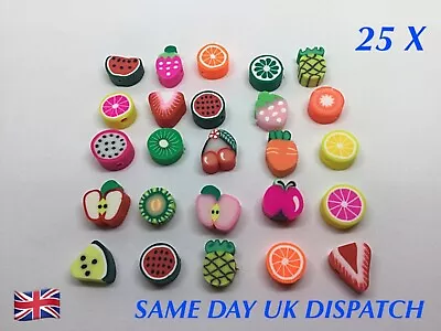 £2.89 • Buy 25 X Mixed Fruit Fimo Polymer Clay Beads - Craft Jewellery Making Spacer Beads 