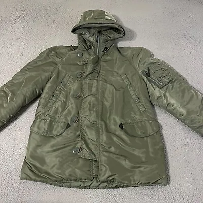 Alpha Industries Jacket Mens Medium N3B Parka Military Extreme Hooded Faux Fur • $69.95