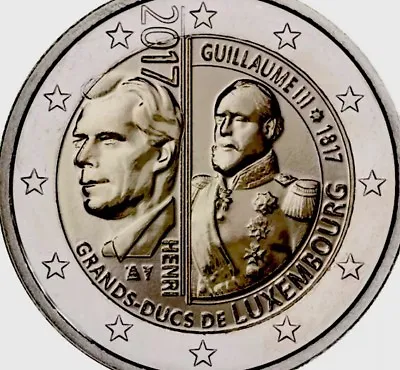 Luxembourg 🇱🇺 Coin 2 Euro 2017 Commemorative Guillaume III New UNC From Roll • $5.96