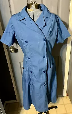 Vintage 1950s/60s Blue S/S Nurse Uniform Bust 40” Half Belt At Back Button Up • $7.36