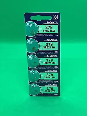 5 X Genuine Sony SR521SW 1.55V 379 Silver Oxide Watch Battery 1.5v Exp 2028 • £4.29