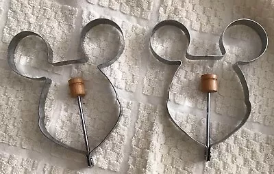 Mickey Mouse Egg/Pancake Ring Mold Metal W/Wood Handle Set Of Two • $8