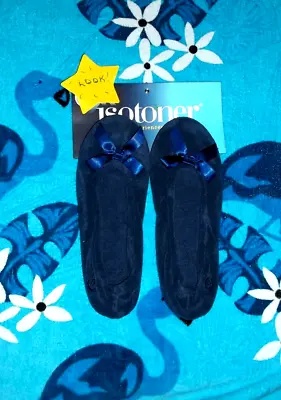 Navy BLUE ISOTONER Ballet Style SLIPPERS Flats Shoe Misses Size LARGE 8 - 9  NWT • $14.95