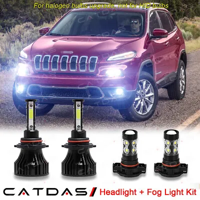 For Jeep Cherokee 2014 2015 6000K LED Headlight High/Low + Fog Light Bulbs Combo • $25.99