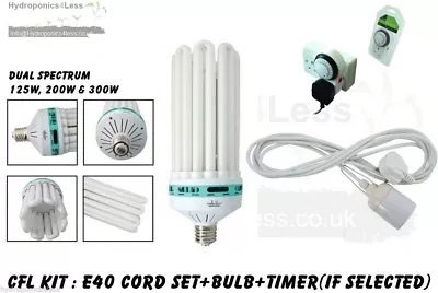 125w 200w 300w CFL KIT Dual Light Bulb Red Blue Hydroponic Grow Tent Swiftair • £36.99