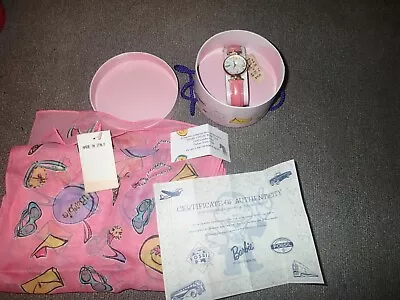 BARBIE Watch 35th ANNIVERSARY Pink FOSSIL 1994 Vintage- NEEDS BATTERY! • $35