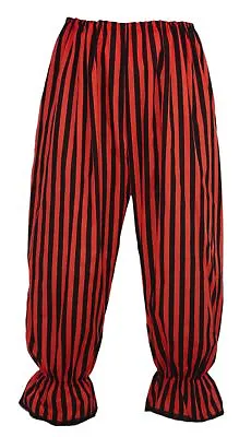 Adult Red & Black Stripe Bloomers Victorian Steampunk Pirate Fancy Dress • £15.95