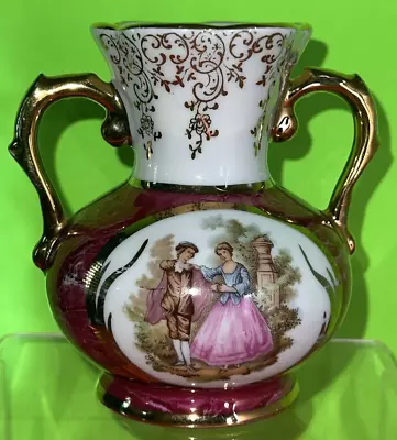 Romantic Dating Couple By R Limoges P France Mini Vase Porcelaine D’art Vintage • £57.84