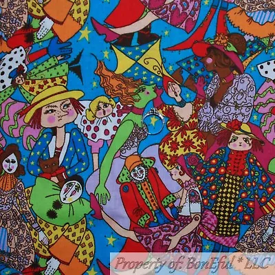 BonEful FABRIC FQ Cotton Quilt VTG Clown Lady Gay Pride Rainbow Dress Halloween • £6.24