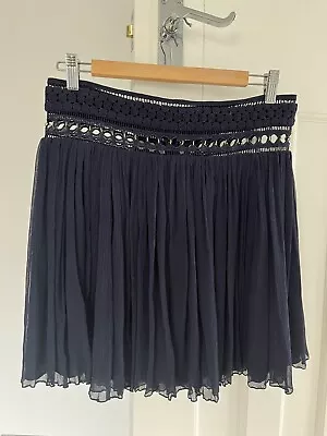£34 • Buy Chloe Navy Chiffon Skirt Size 36 UK 8