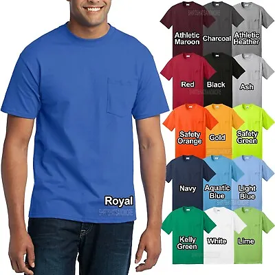 Mens Tall T-Shirt With Pocket 50/50 Cotton Poly Blend LT XLT 2XLT 3XLT 4XLT Tee • $12.65