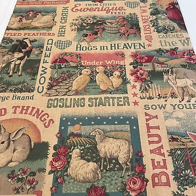 Vintage Sharon Kessler Concord Fabrics Farm Animals Cotton By The HALF YARD • $16.99