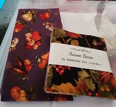 Moda Autumn Breeze Charm Pack & Yardage By Sentimental Studio OOPHTF Free Ship • $28